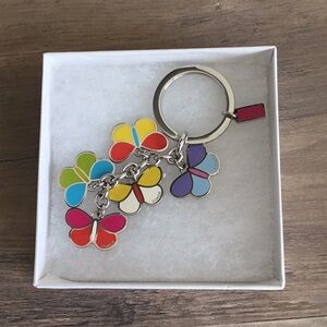 Coach Multicolor Butterfly Keychain Bag Charm in a Gift Box NWOT
